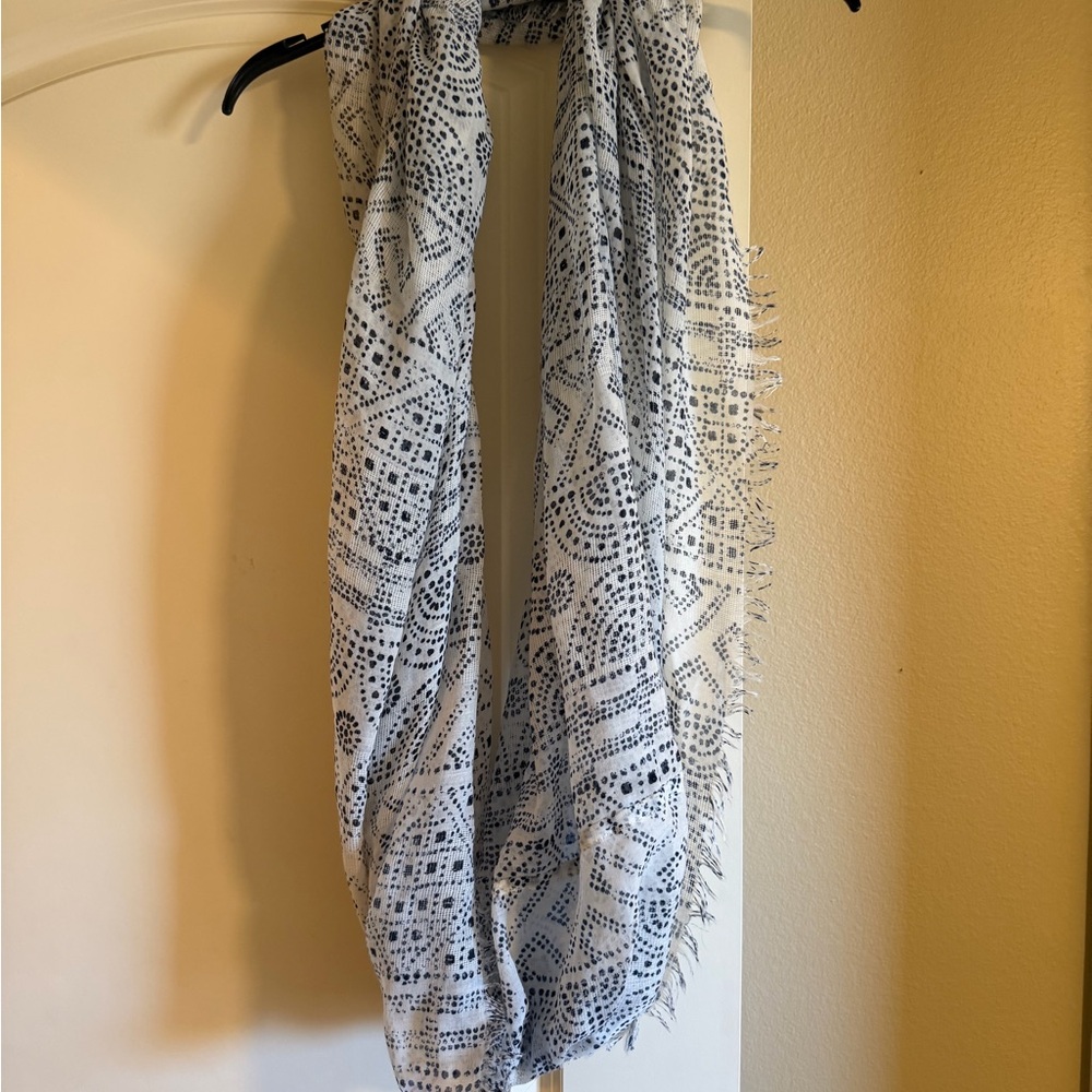 White and Black Patterned Scarf